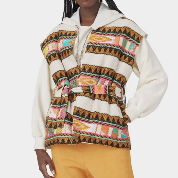 XiRENA Jackets & Blazers - Xirena Electric Belted Brett Vest Cream Multicolor Size Small‎